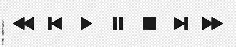Poster set of buttons for media interface. play, pause, stop, next, previous. play and pause buttons,video 