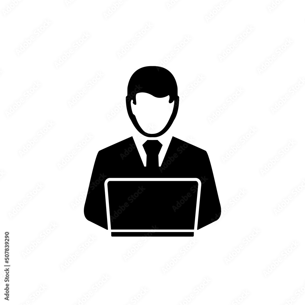 Fototapete man computer related icon on for graphic and web design. creative illustration concept for web or mo
