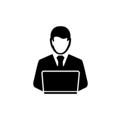 Man computer related icon on for graphic and web design. Creative illustration concept for web or mobile app. Vector illustration.