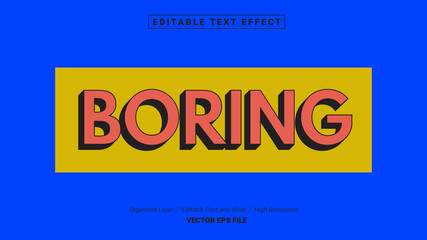 Editable Boring Font Design. Alphabet Typography Template Text Effect. Lettering Vector Illustration for Product Brand and Business Logo.
