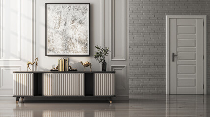 Illustration 3D rendering large luxury modern bright interiors Living room mockup computer digitally generated image