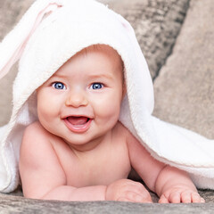 Adorable infant baby portrait.