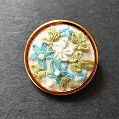 Handmade jewelry - embroidered on textile. Process of creating handmade jewelry