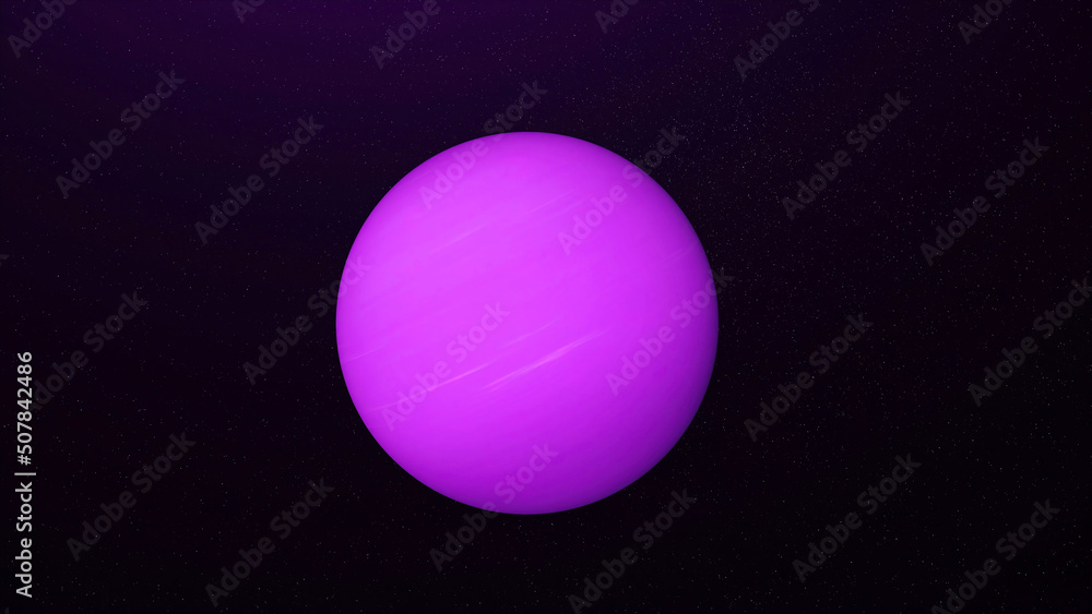 Poster colorful abstraction of unknown purple planet rotating among endless stars in outer space. animation