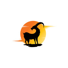 deer logo illustration sunset color design vector