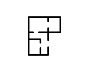Line floor plan icon isolated on white background. Outline symbol for website design, mobile application, ui. floor plan pictogram. Vector illustration, editorial stroсk.