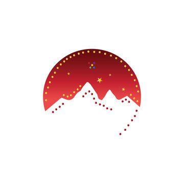 chinese star mountain illustration abstract design vector circle