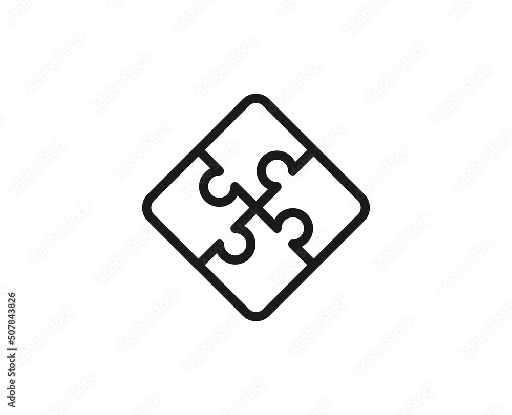 Poster line puzzle icon isolated on white background. outline symbol for website design, mobile application