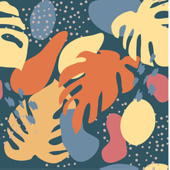 Seamless pattern. Abstract trendy doodle in organic freehand matisse art style. Various Shapes and objects. Contemporary modern icons templates for posters, Social media. Vector