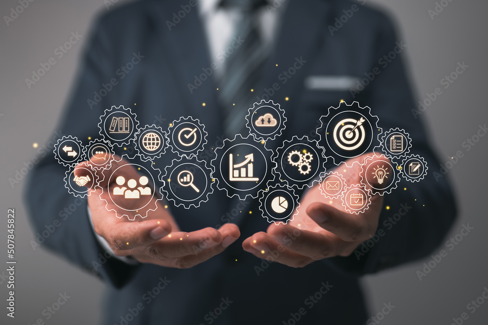 Poster concepts of business planning, high-performance business processes and workflows, problem-solving, q