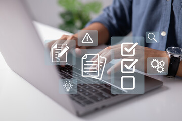 Concept of standard quality control and certification, checkbox icon of guarantee.