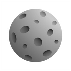 Gray planet with craters. Moon. 3d vector icon.