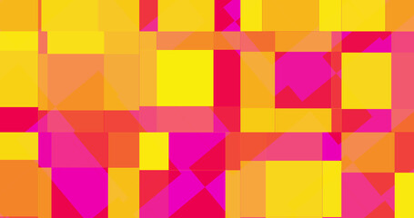Image of red, pink, orange and yellow rectangles moving and changing