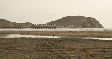 Cerro Azul beach, hill and pier - Lima, Peru