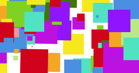 Image of vivid colorful squares covering white background