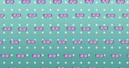 Foto op Canvas Image of glasses over mint dotted background © vectorfusionart