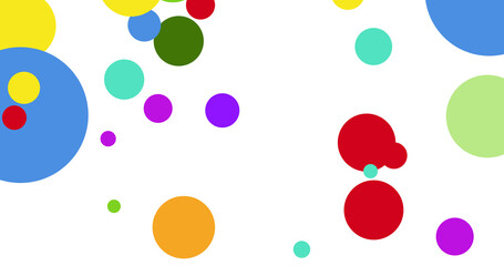 Image of vivid colorful dots covering white background