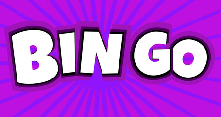 Image of bingo over purple striped background
