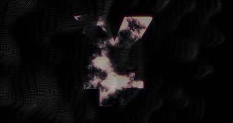 Image of yen symbol over media icons