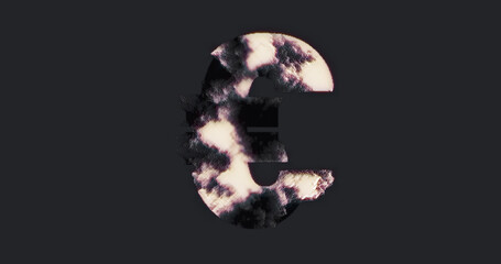 Image of euro symbol over data processing