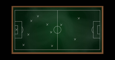 Fototapeta premium Image of football game plan on blackboard
