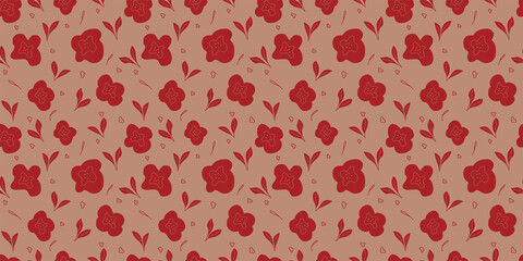 Botanical illustration background. Seamless pattern.Vector. 有機的なイラストパターン