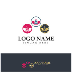 logo design of people doing yoga symbol icon illustration vector