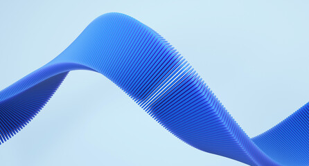 Minimal geometric background with blue wavy shape. 3d rendering illustration. 
