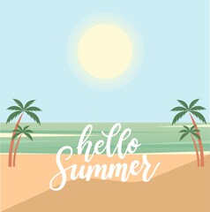 Fototapeta na wymiar Summer card with palm trees