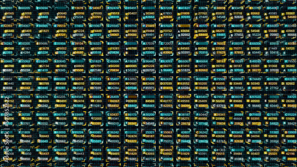 Aufkleber data and number values passing through cyberspace. animation. colorful abstract background with plen