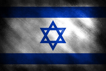 The flag of Israel on a retro background