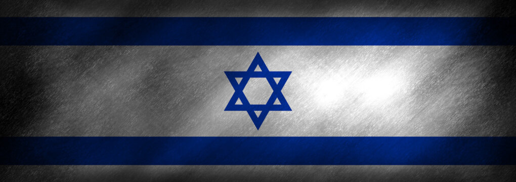 The flag of Israel on a retro background