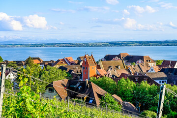 Meersburg, Weinberge, Aussichtspunkt, Oberstadt, Obertor, Altstadt, Altstadthäuser, Schloss,...