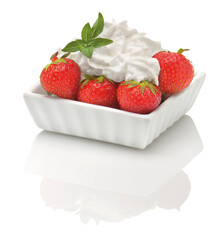 strawberries and whipped cream - 507853446