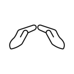 Hands of protection simple line icon, Helping hand editable stroke outline icon, high quality vector symbol for mobile app.