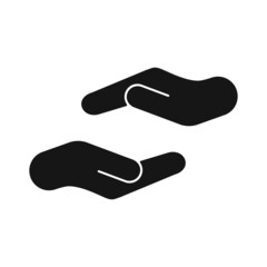 A simple Hands of protection silhouette. Helping hand flat icon vector illustration for UI graphic design.