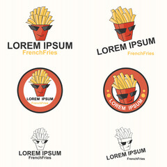 French Fries With Cartoon Logo Set - Vector