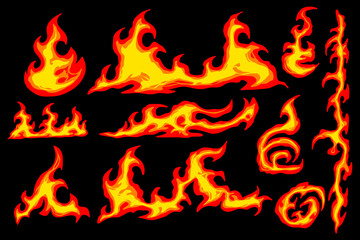 Fire cartoon set vector 