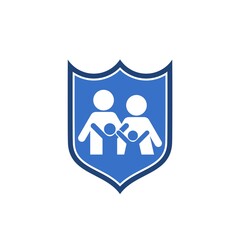 Safeguard family care protection shield icon isolated on white background