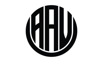AAV shield with round shape logo design vector template | monogram logo | abstract logo | wordmark logo | lettermark logo | business logo | brand logo | flat logo.