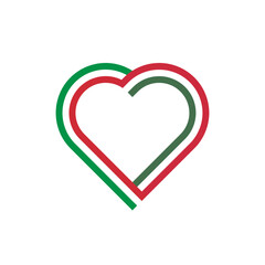 unity concept. heart ribbon icon of italy and hungary flags. vector illustration isolated on white background