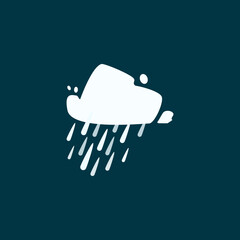 Flat Design Showing Rain Drops Coming From The Clouds. Isolated Objects. Raining Cartoon Weather Icon. Asset for Animation, Web Design, Mobile Apps And More.