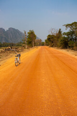 A beautiful panoramic view of Vang Vieng city in Laos.