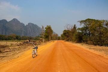 A beautiful panoramic view of Vang Vieng city in Laos.