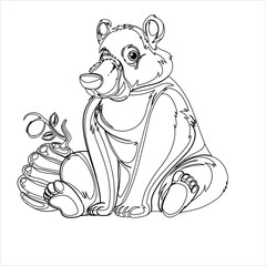 Cute Animal coloring page , illustration of an adorable Polar Bear
