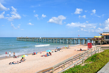 Flagler Beach and fishing pier located between St Augustine and Daytona Beach in Florida