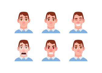 Male character facial emotions set