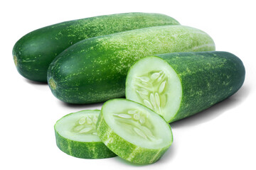 Cucumber isolated. Cucumber on white. Full depth of field. With clipping path