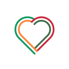 unity concept. heart ribbon icon of ireland and hungary flags. vector illustration isolated on white background