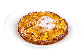 Homemade apple pie, isolated on white background.